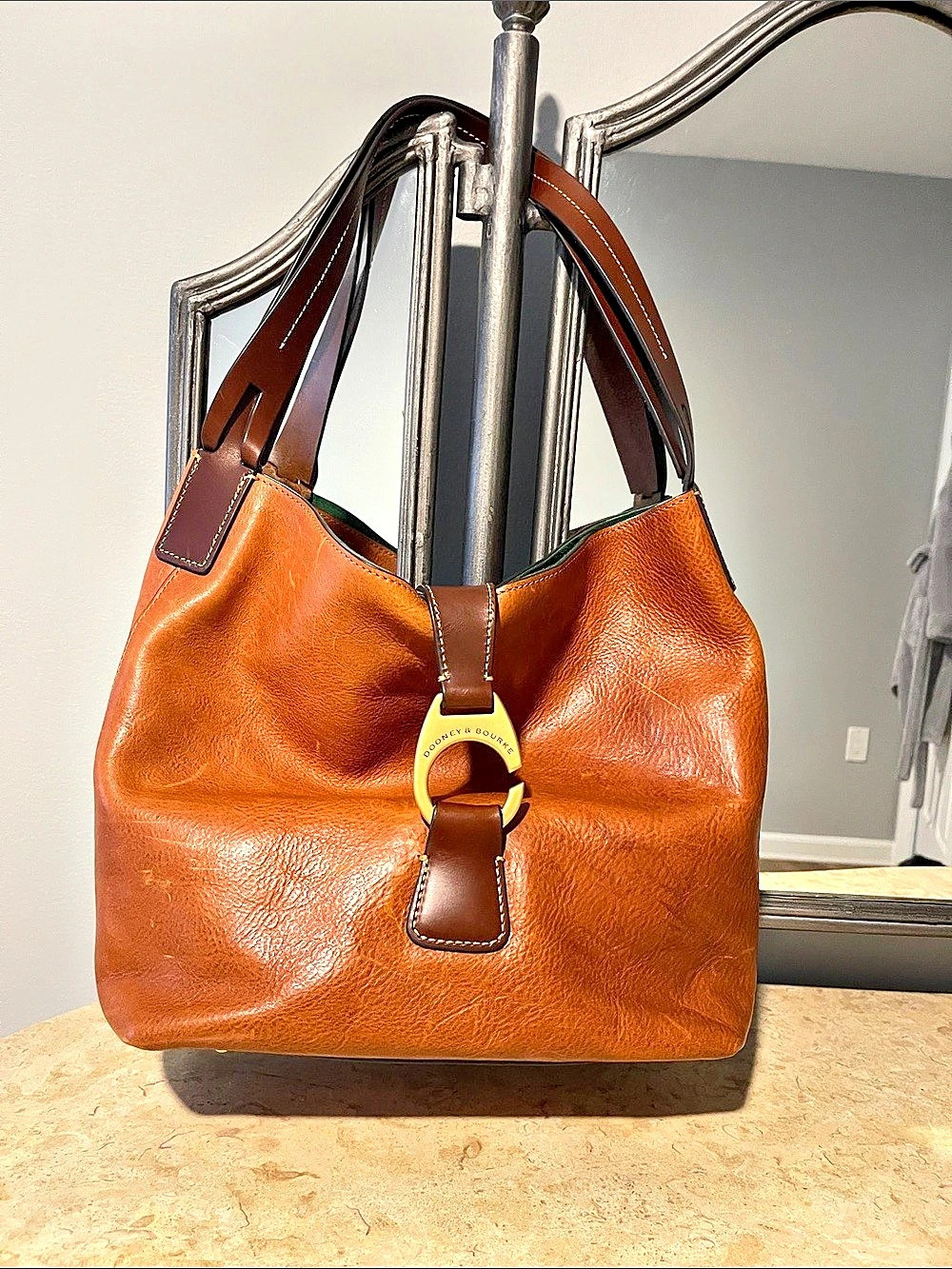 Dooney & Bourke cognac Brown Leather Shoulder Bag